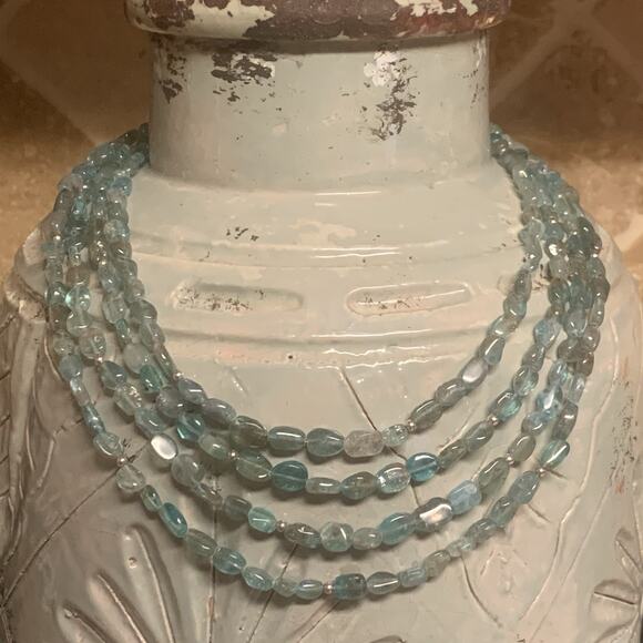 Jay King Necklace Multi Strand Sterling Silver and Blue Apatite DTR - Picture 3 of 9